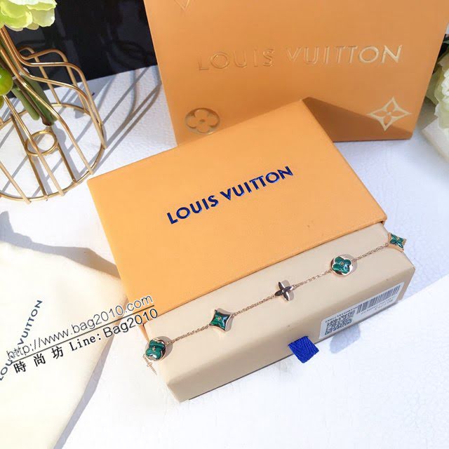 Louis Vuitton純銀飾品 路易威登天然孔雀石手鏈 LV五花手鏈  zglv2144